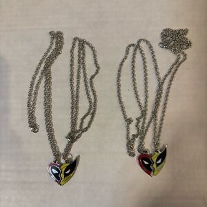 2 sets of Deadpool Wolverine Best Friends Heart necklaces